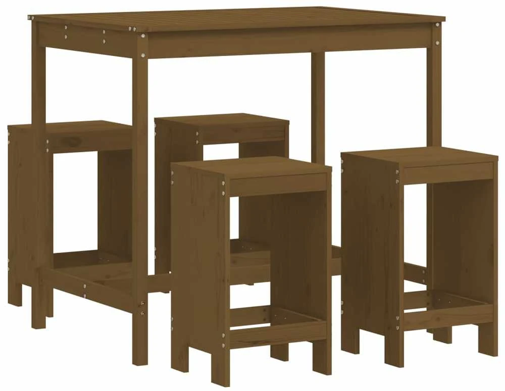 Lauko baldų komplektas Sodo baro baldų komplektas, 5 dalių, medaus rudas, pušis
