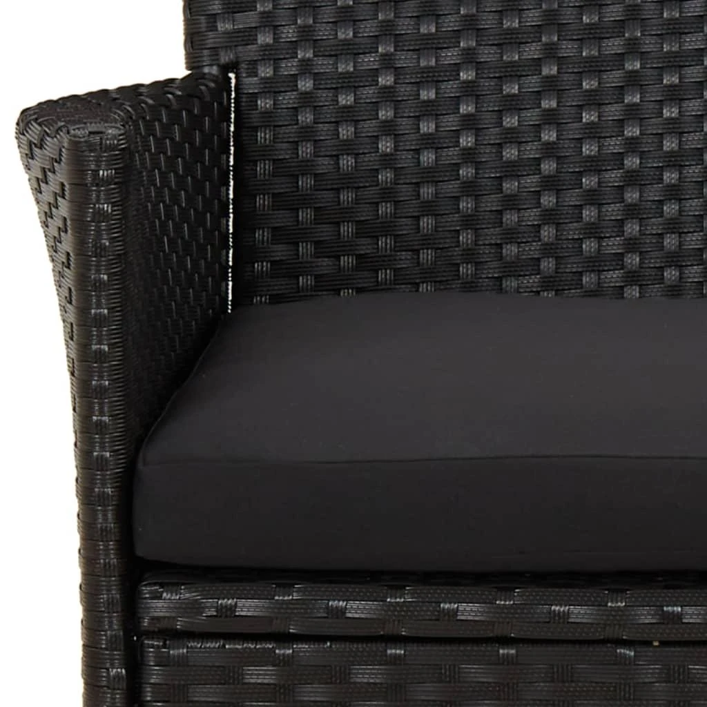 Lauko baldų komplektas Sodo bistro komplektas su pagalvėmis, 5 dalių, juodas, ratanas