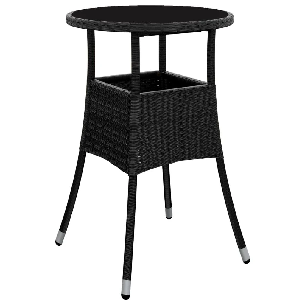 Lauko baldų komplektas Sodo bistro komplektas su pagalvėmis, 5 dalių, juodas, ratanas