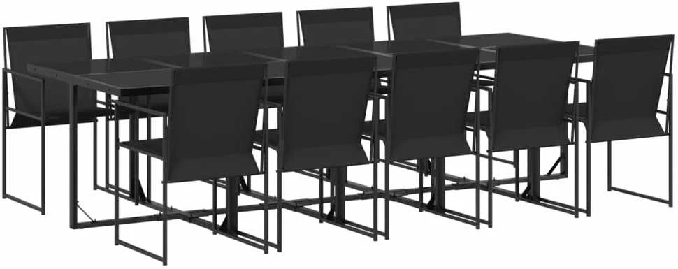 Lauko baldų komplektas Sodo komplektas, 11 dalių, juodas, tekstilenas