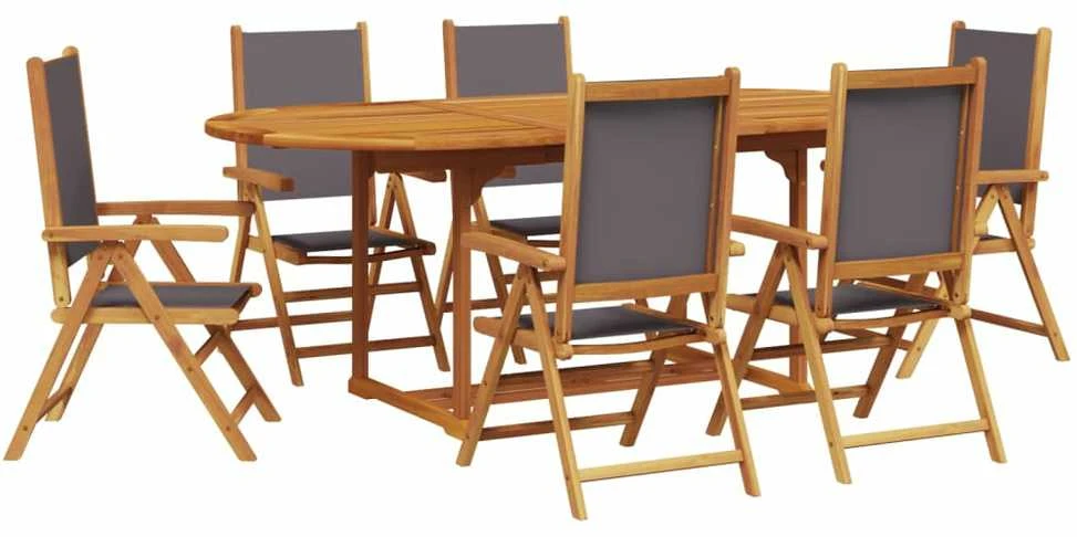 Lauko baldų komplektas Sodo komplektas, 7 dalių, antracito, audinys ir mediena