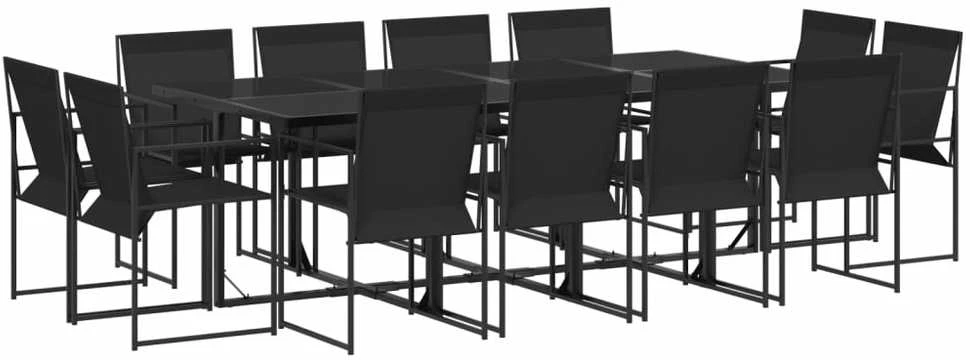 Lauko baldų komplektas Sodo komplektas, 13 dalių, juodas, tekstilenas