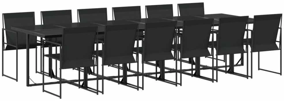 Lauko baldų komplektas Sodo komplektas, 13 dalių, juodas, tekstilenas