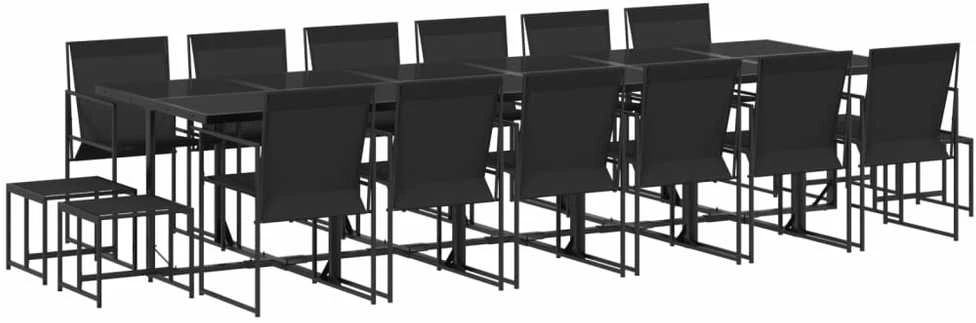 Lauko baldų komplektas Sodo komplektas, 17 dalių, juodas, tekstilenas