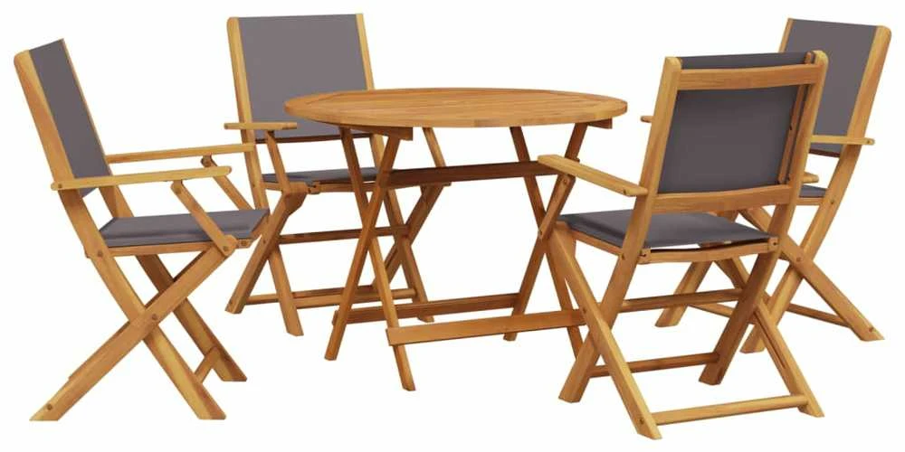 Lauko baldų komplektas Sodo komplektas, 5 dalių, antracito, audinys ir mediena