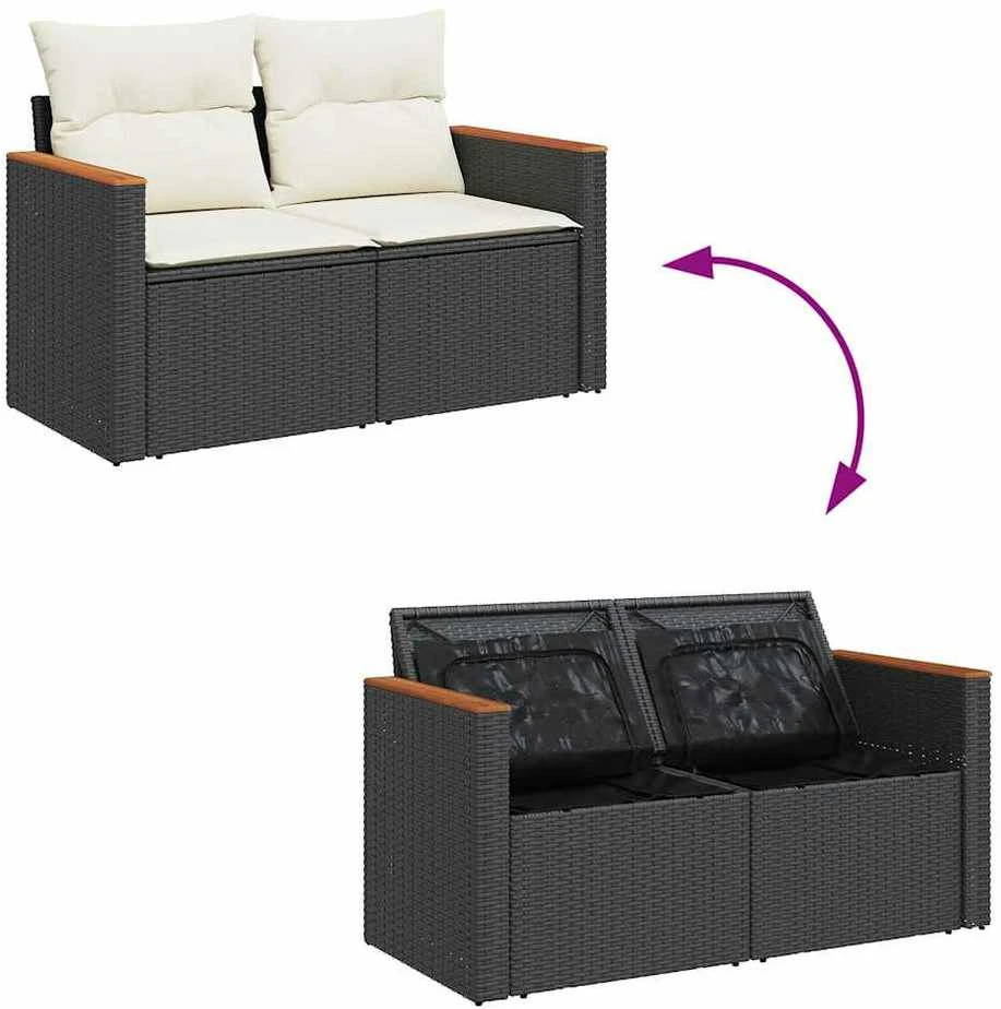 Lauko baldų komplektas Sodo komplektas su pagalvėlėmis, 6 dalių, poliratanas/akacija