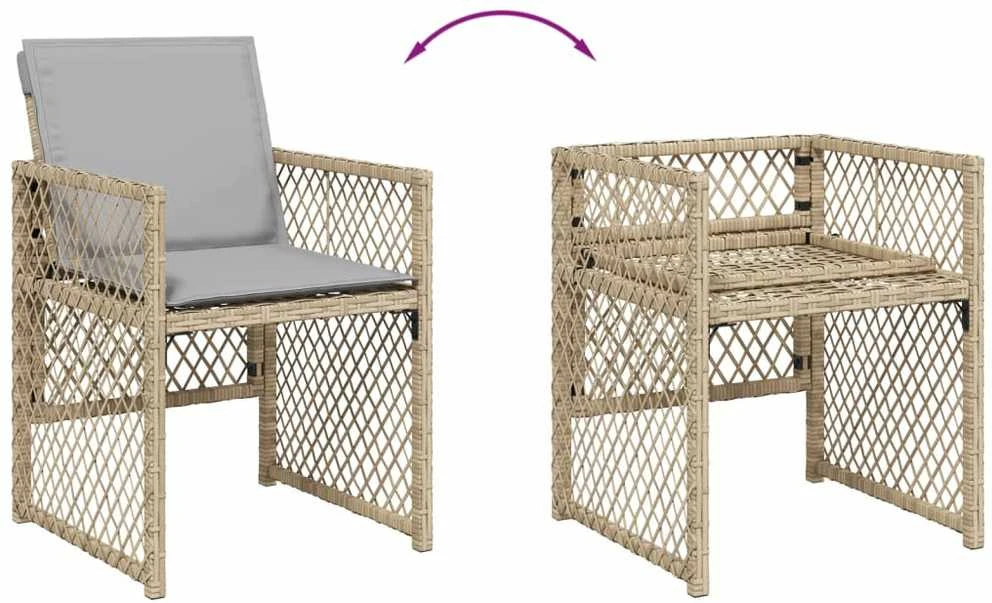Sofa Sodo komplektas su pagalvėlėmis, 15 dalių, smėlio, poliratanas