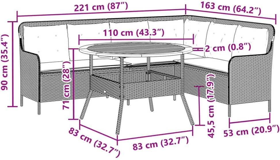 Sofa Sodo komplektas su pagalvėlėmis, 2 dalių, smėlio, poliratanas