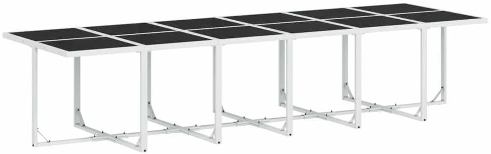 Lauko baldų komplektas Sodo komplektas su pagalvėlėmis, 17 dalių, baltas, tekstilenas
