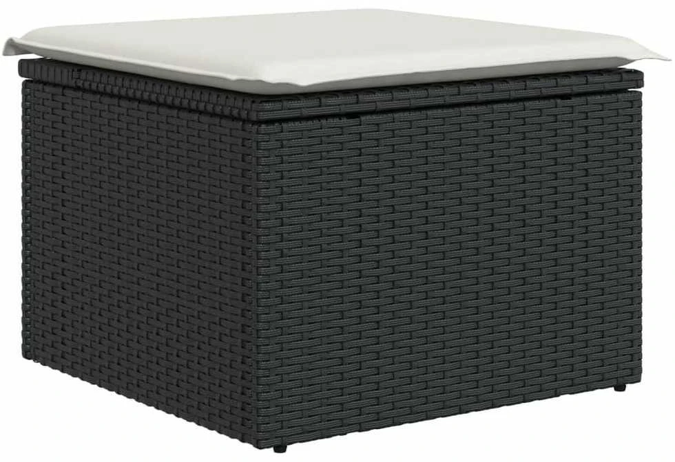 Lauko baldų komplektas Sodo komplektas su pagalvėlėmis, 11 dalių, juodas, poliratanas