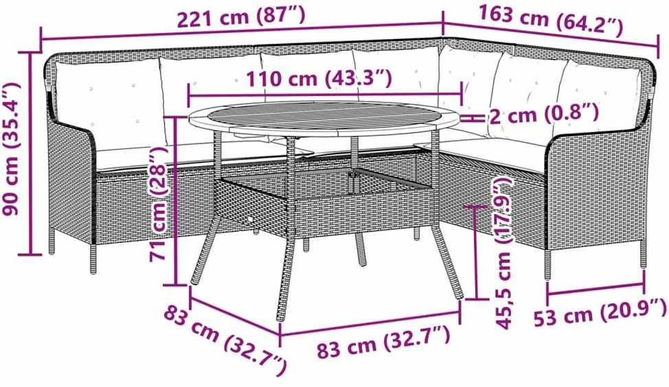 Sofa Sodo komplektas su pagalvėlėmis, 2 dalių, smėlio, poliratanas