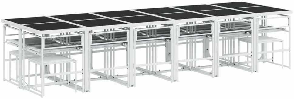 Lauko baldų komplektas Sodo komplektas su pagalvėlėmis, 17 dalių, baltas, tekstilenas