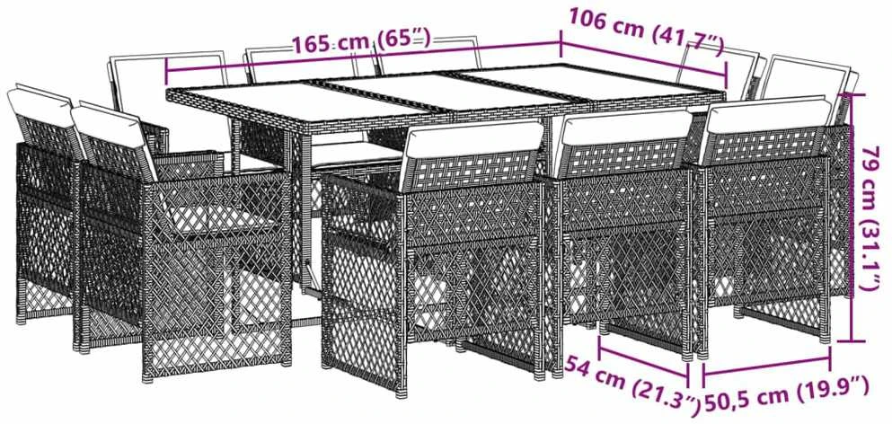 Sofa Sodo komplektas su pagalvėlėmis, 11 dalių, smėlio, poliratanas