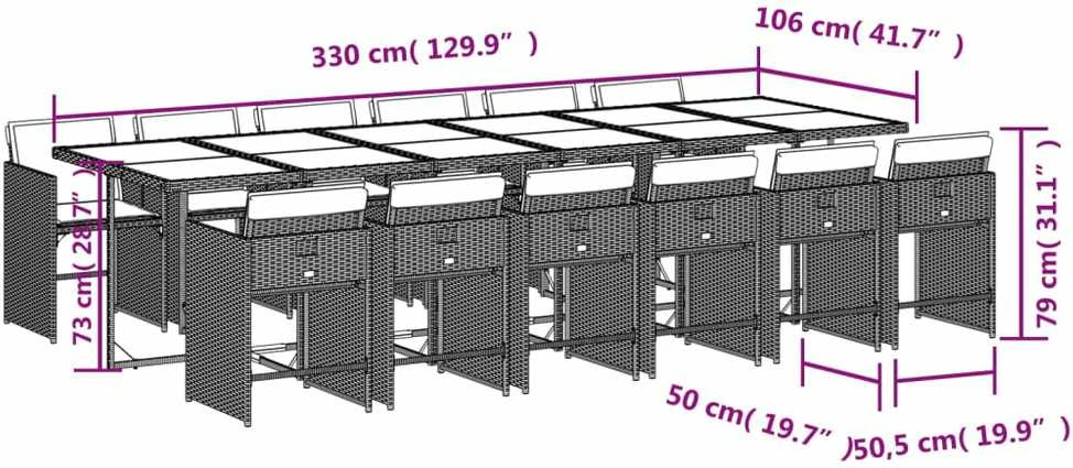 Lauko baldų komplektas Sodo komplektas su pagalvėlėmis, 13 dalių, juodas, poliratanas