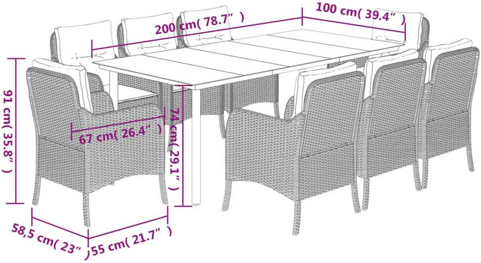 Sodo komplektas su pagalvėlėmis, 9 dalių, pilkas, poliratanas