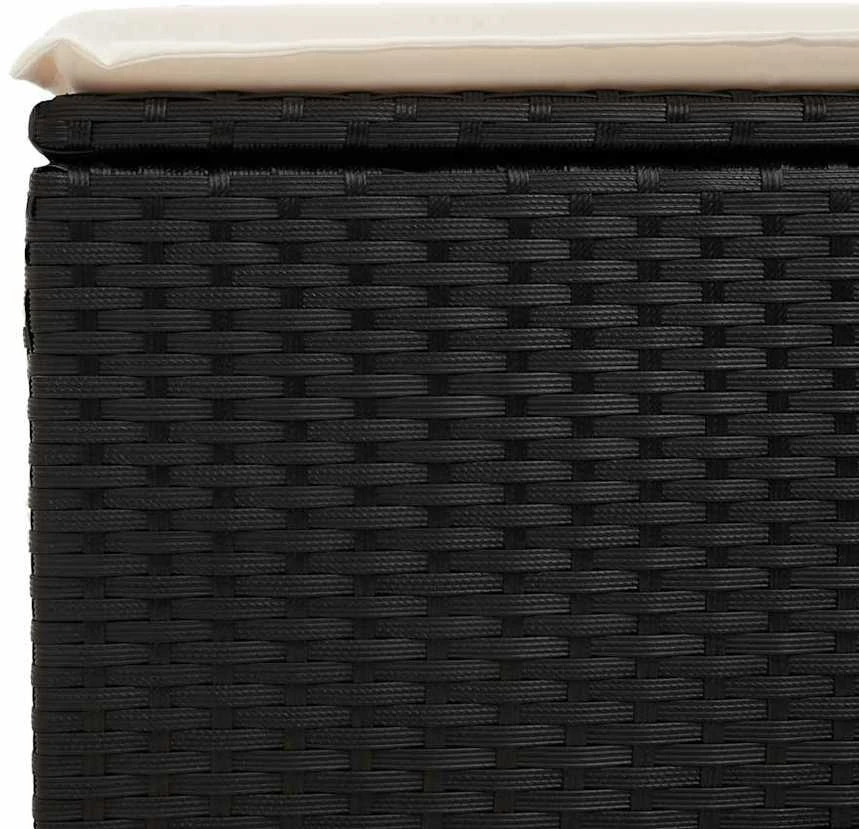 Lauko baldų komplektas Sodo komplektas su pagalvėlėmis, 9 dalių, juodas, poliratanas
