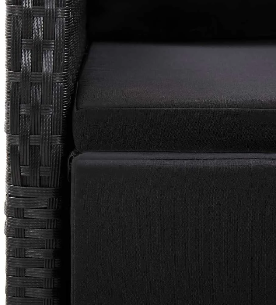 Sofa Sodo komplektas su pagalvėlėmis, 9 dalių, juodas, poliratanas