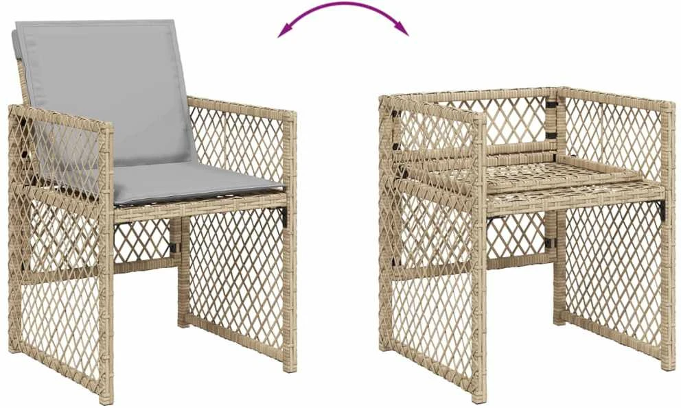 Sofa Sodo komplektas su pagalvėlėmis, 9 dalių, smėlio, poliratanas