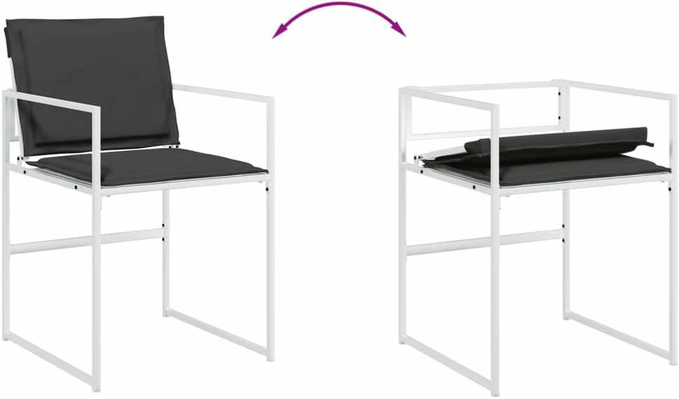 Lauko baldų komplektas Sodo komplektas su pagalvėlėmis, 13 dalių, baltas, tekstilenas