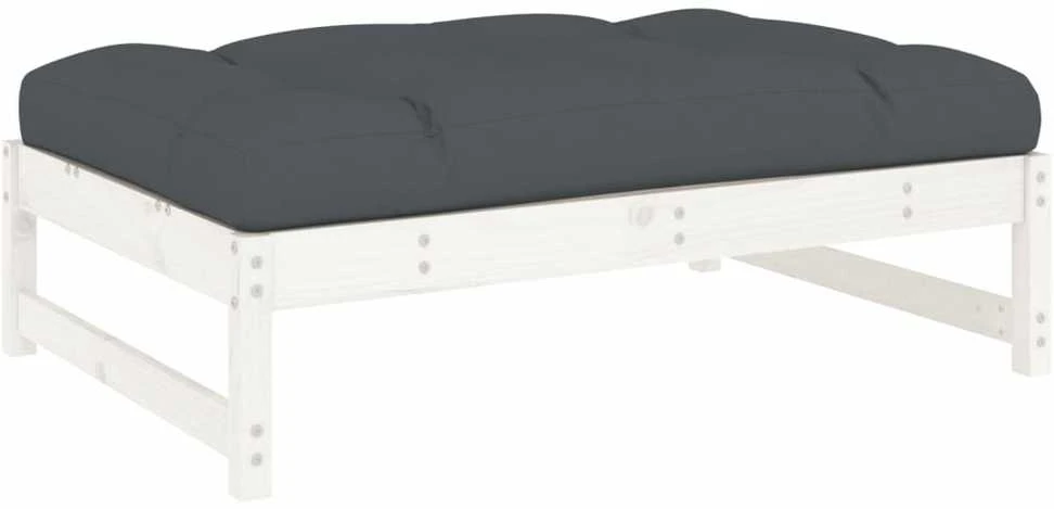 Lauko baldų komplektas Sodo komplektas su pagalvėlėmis, 6 dalių, baltas, mediena