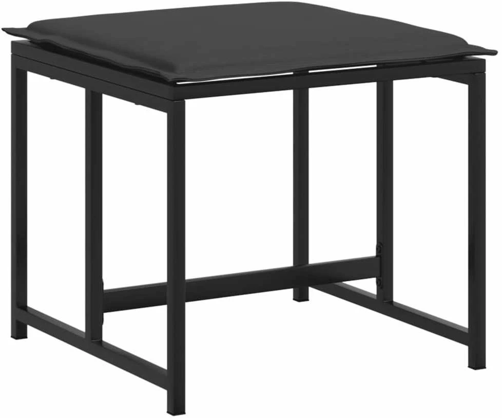 Lauko baldų komplektas Sodo komplektas su pagalvėlėmis, 9 dalių, juodas, tekstilenas