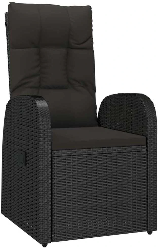 Sofa Sodo komplektas su pagalvėlėmis, 9 dalių, juodas, poliratanas