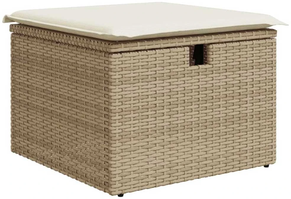 Lauko baldų komplektas Sodo komplektas su pagalvėlėmis, 9 dalių, smėlio, poliratanas