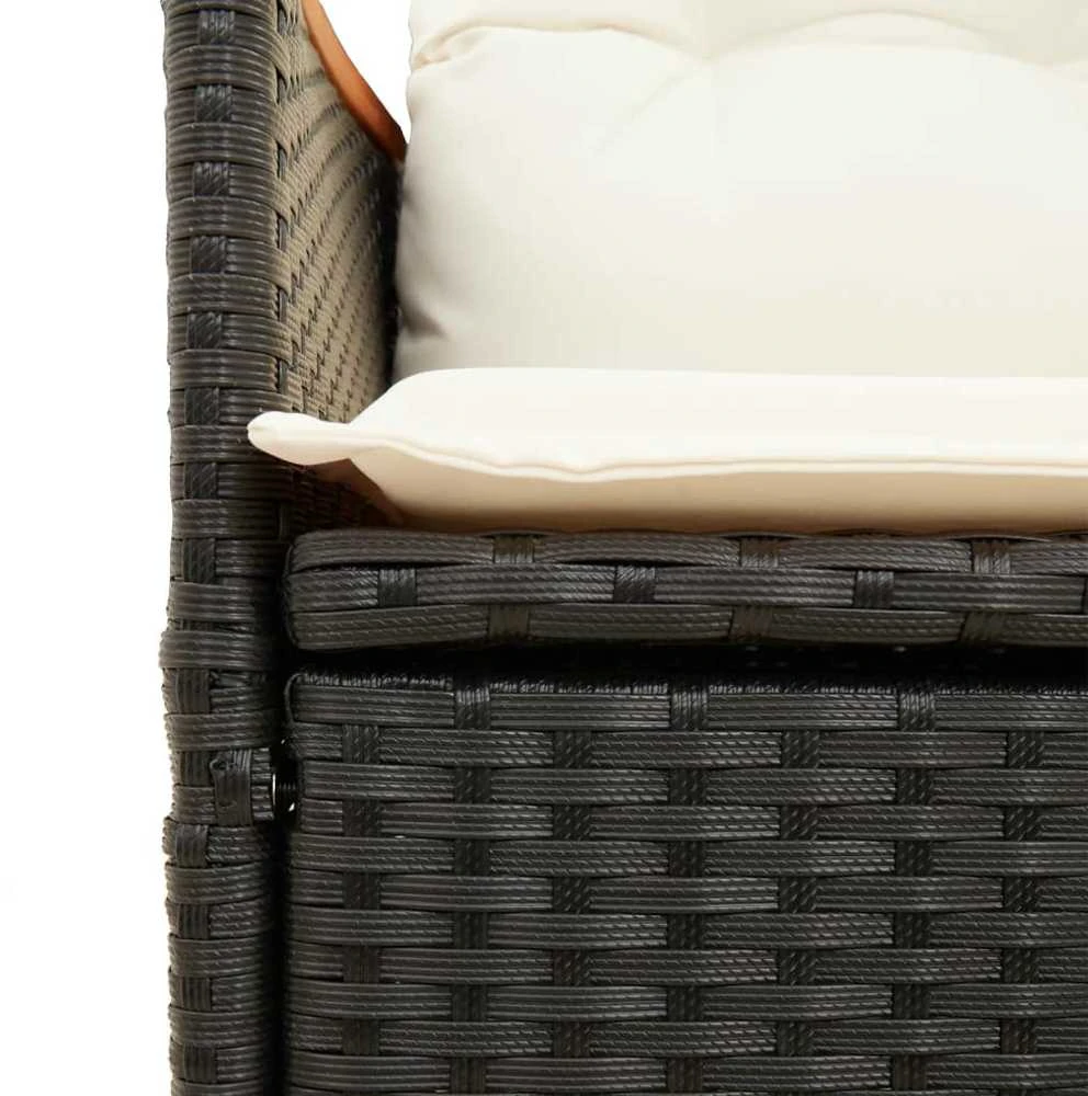 Sofa Sodo komplektas su pagalvėlėmis, 7 dalių, juodas, poliratanas