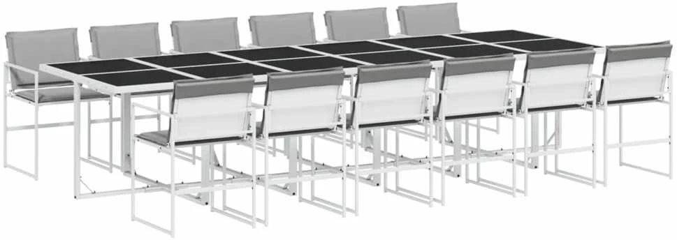 Lauko baldų komplektas Sodo komplektas su pagalvėlėmis, 13 dalių, baltas, tekstilenas