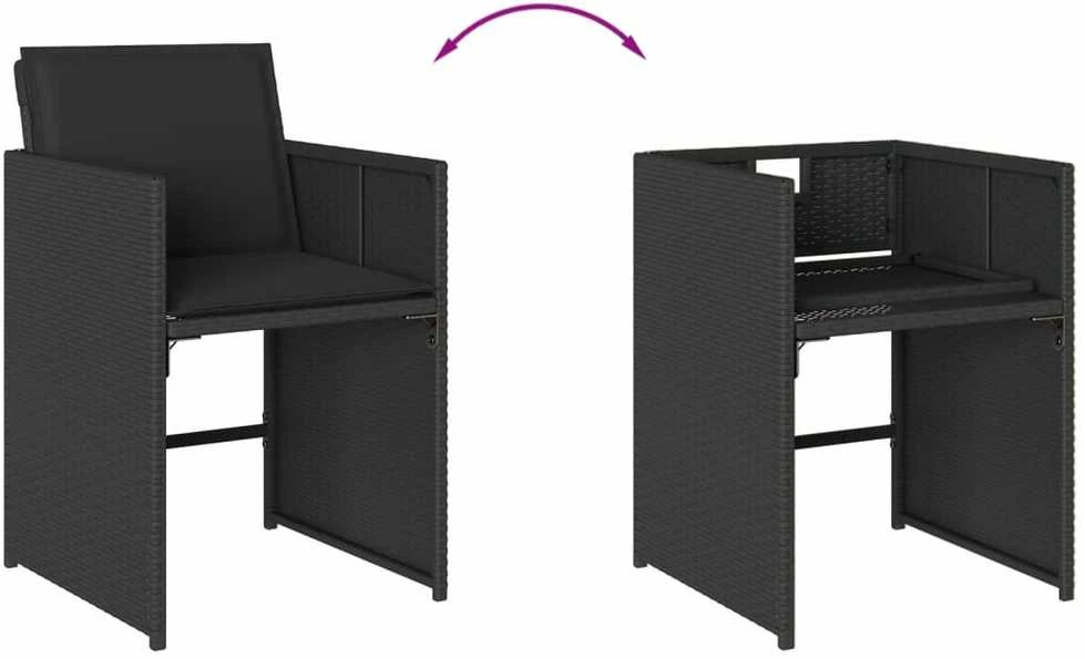 Sofa Sodo komplektas su pagalvėlėmis, 13 dalių, juodas, poliratanas