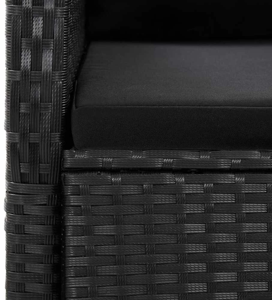 Sofa Sodo komplektas su pagalvėlėmis, 9 dalių, juodas, poliratanas