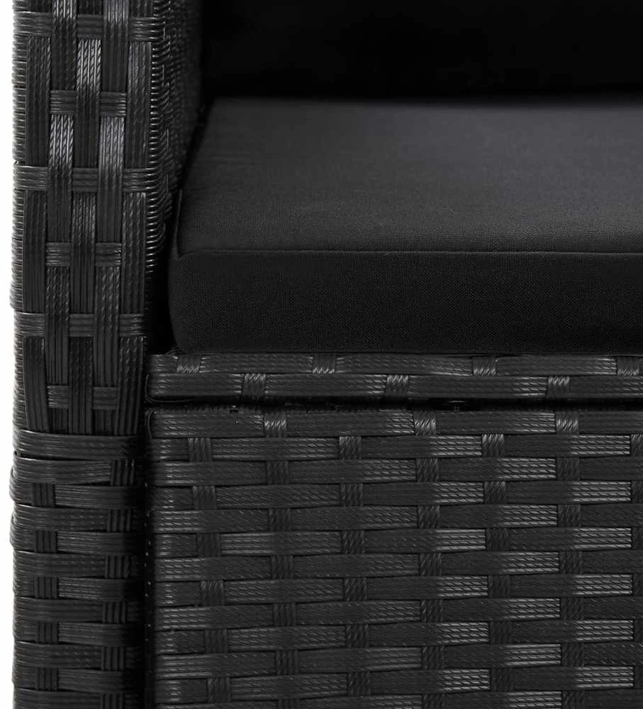 Sofa Sodo komplektas su pagalvėlėmis, 11 dalių, juodas, poliratanas
