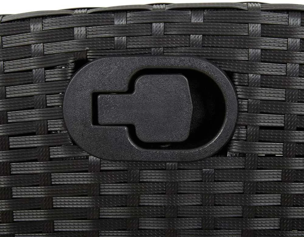 Lauko baldų komplektas Sodo komplektas su pagalvėlėmis, 9 dalių, juodas, poliratanas
