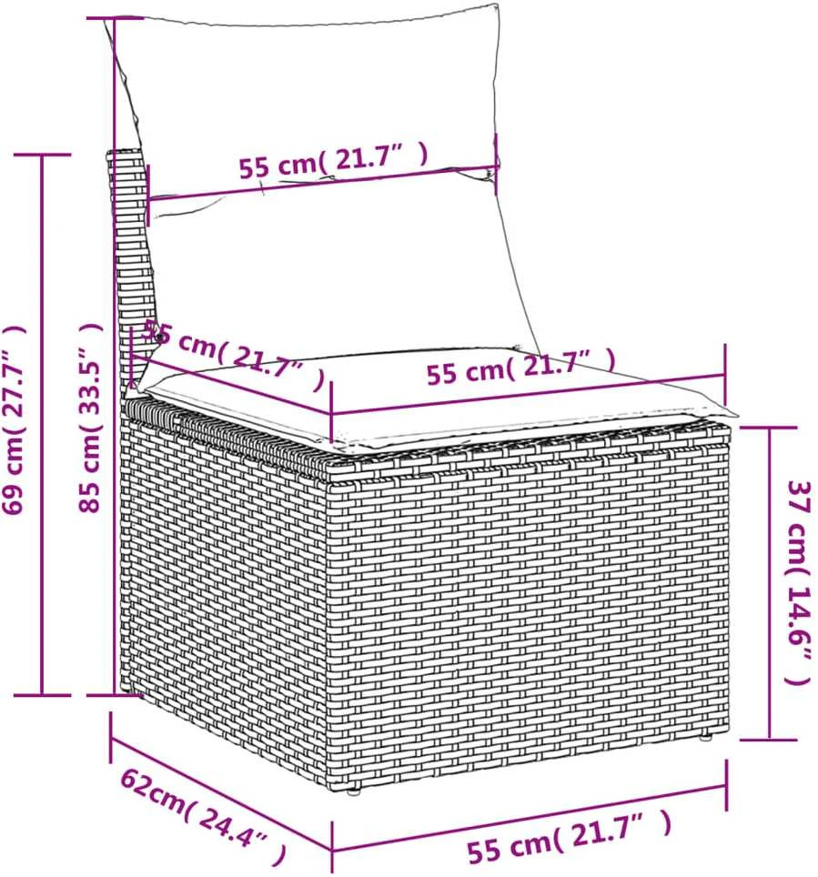 Lauko baldų komplektas Sodo komplektas su pagalvėlėmis, 11 dalių, juodas, poliratanas