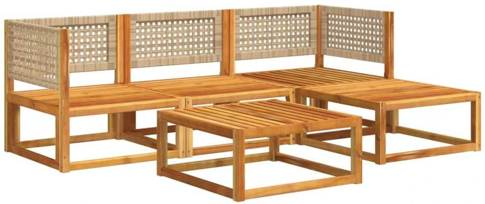 Lauko baldų komplektas Sodo komplektas su pagalvėlėmis, 5 dalių, akacijos masyvas