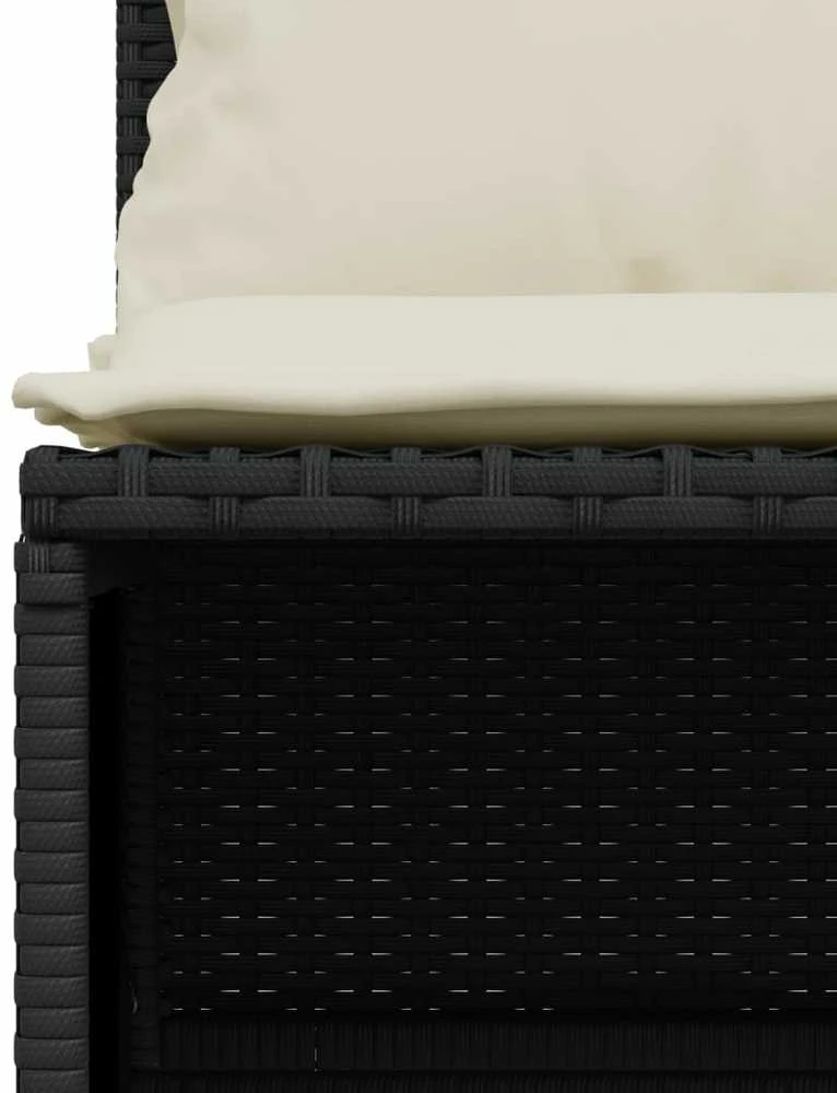 Lauko baldų komplektas Sodo komplektas su pagalvėlėmis, 4 dalių, juodas, poliratanas