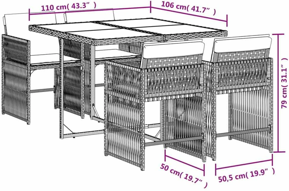 Sofa Sodo komplektas su pagalvėlėmis, 5 dalių, smėlio, poliratanas
