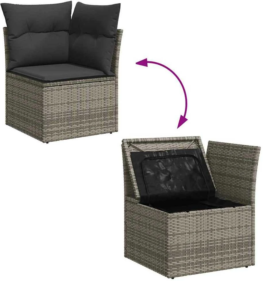 Lauko baldų komplektas Sodo komplektas su pagalvėlėmis, 8 dalių, poliratanas/akacija