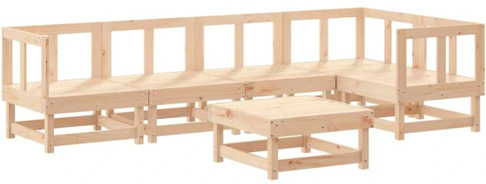 Lauko baldų komplektas Sodo poilsio baldų komplektas, 6 dalių, pušies medienos masyvas