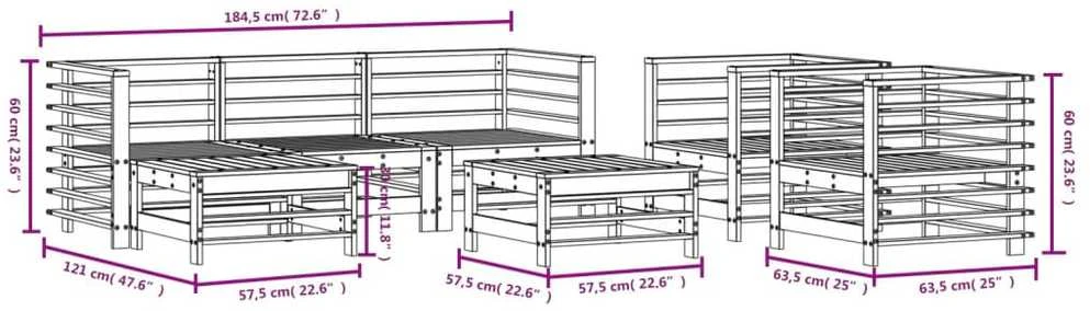 Lauko baldų komplektas Sodo poilsio baldų komplektas, 7 dalių, impregnuota pušis
