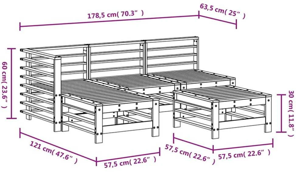 Lauko baldų komplektas Sodo poilsio baldų komplektas, 5 dalių, baltas, pušies masyvas