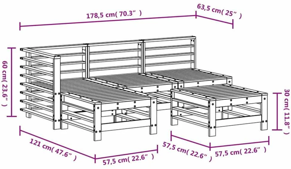 Lauko baldų komplektas Sodo poilsio baldų komplektas, 5 dalių, pušies masyvas