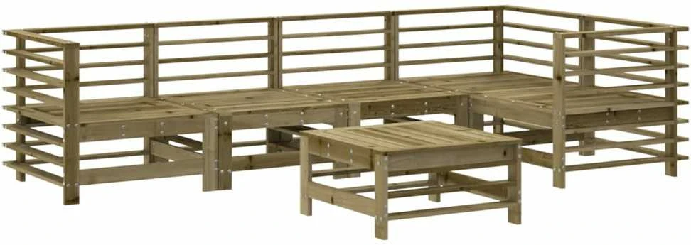 Lauko baldų komplektas Sodo poilsio baldų komplektas, 6 dalių, impregnuota pušis