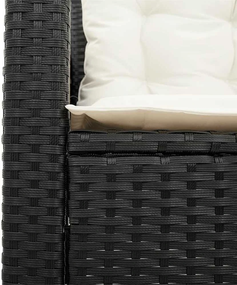 Sodo sofa su stalu/pagalvėlėmis, juoda, poliratanas, L formos