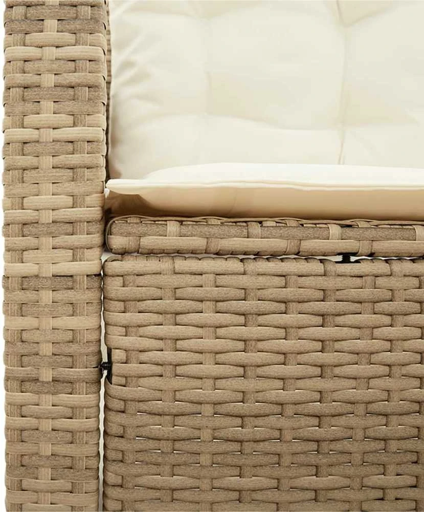 Sodo sofa su stalu/pagalvėlėmis, smėlio, poliratanas, L formos