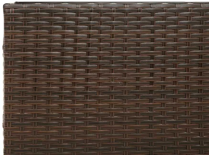 Sodo sofa su stalu/pagalvėlėmis, ruda, poliratanas, L formos