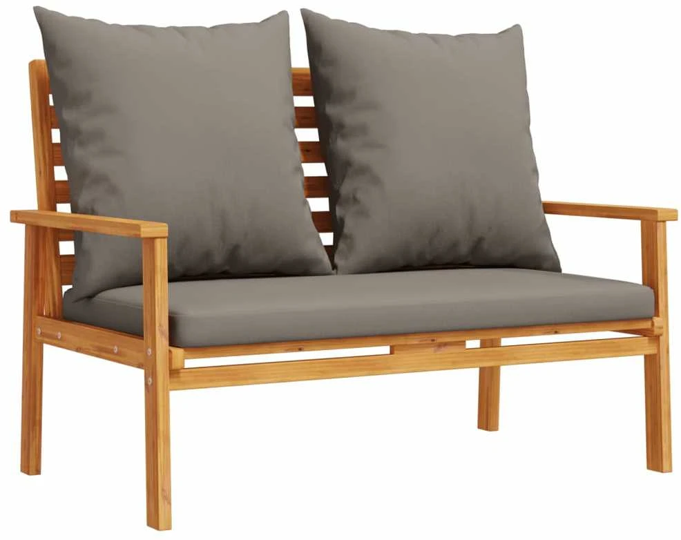 Sodo sofa-suoliukas su pagalvėlėmis, 120cm, akacijos masyvas