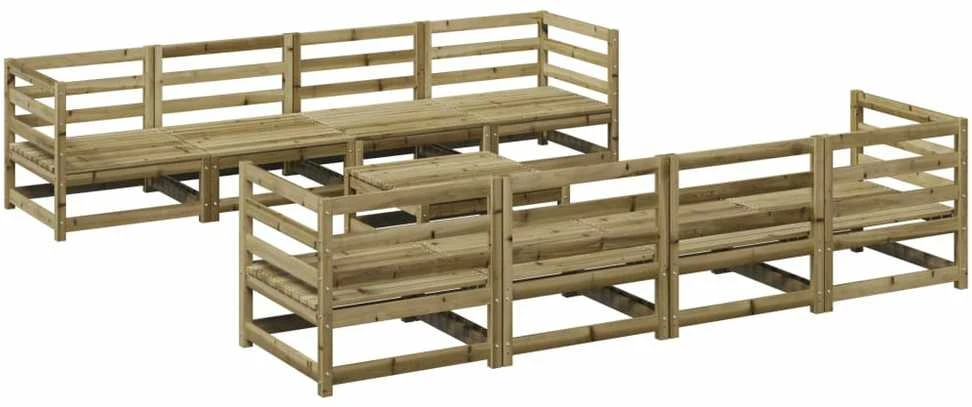 Lauko baldų komplektas Sodo sofos komplektas, 9 dalių, impregnuota pušies mediena