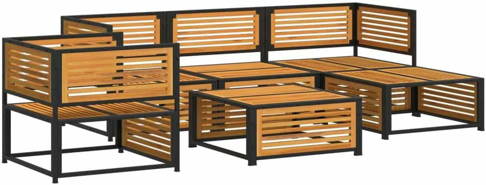 Lauko baldų komplektas Sodo sofos komplektas su pagalvėmis, 6 dalių, akacijos masyvas