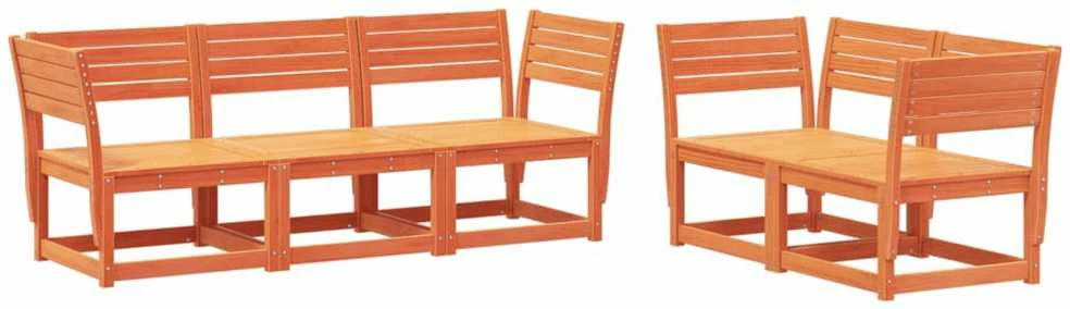 Lauko baldų komplektas Sodo sofos komplektas, 5 dalių, vaško rudas, pušies masyvas